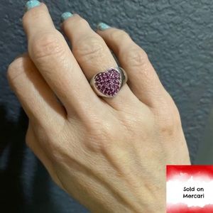 🛍 Ring 925 Silver 💗 Pink Gem Stones